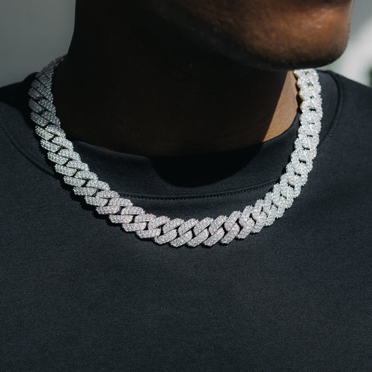 15mm Cuban Link Chain - White Gold