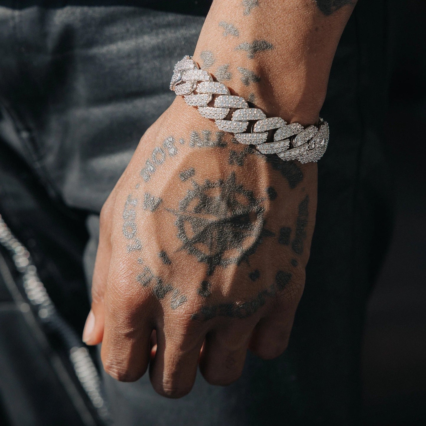 15mm Cuban Link Bracelet - White Gold