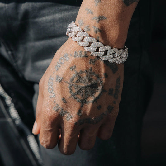 15mm Cuban Link Bracelet - White Gold