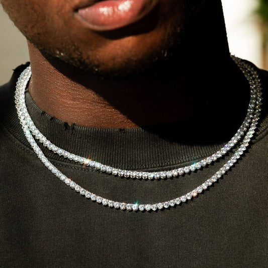 3mm Flare Link Necklace - White Gold