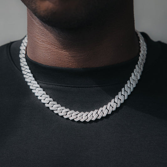 13mm Cuban Link Chain - White Gold