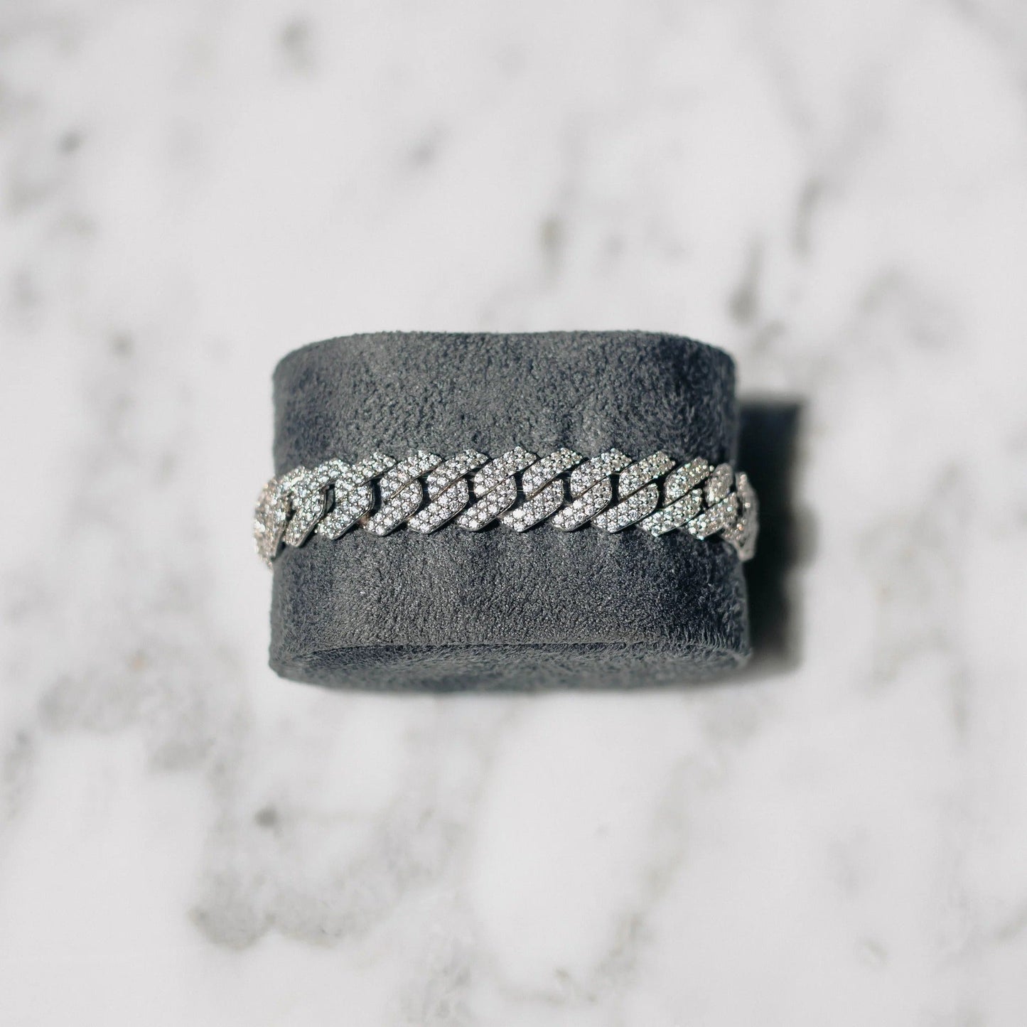 13mm Cuban Link Bracelet - White Gold