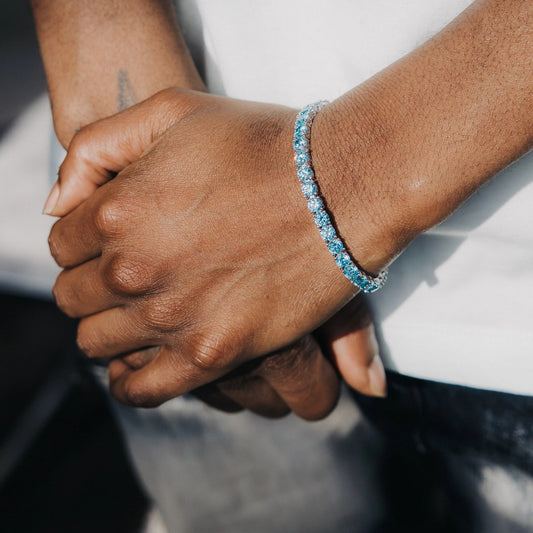 4mm Sapphire Link Flow Bracelet - White Gold