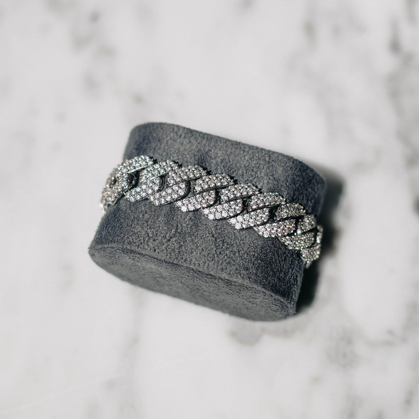 15mm Cuban Link Bracelet - White Gold