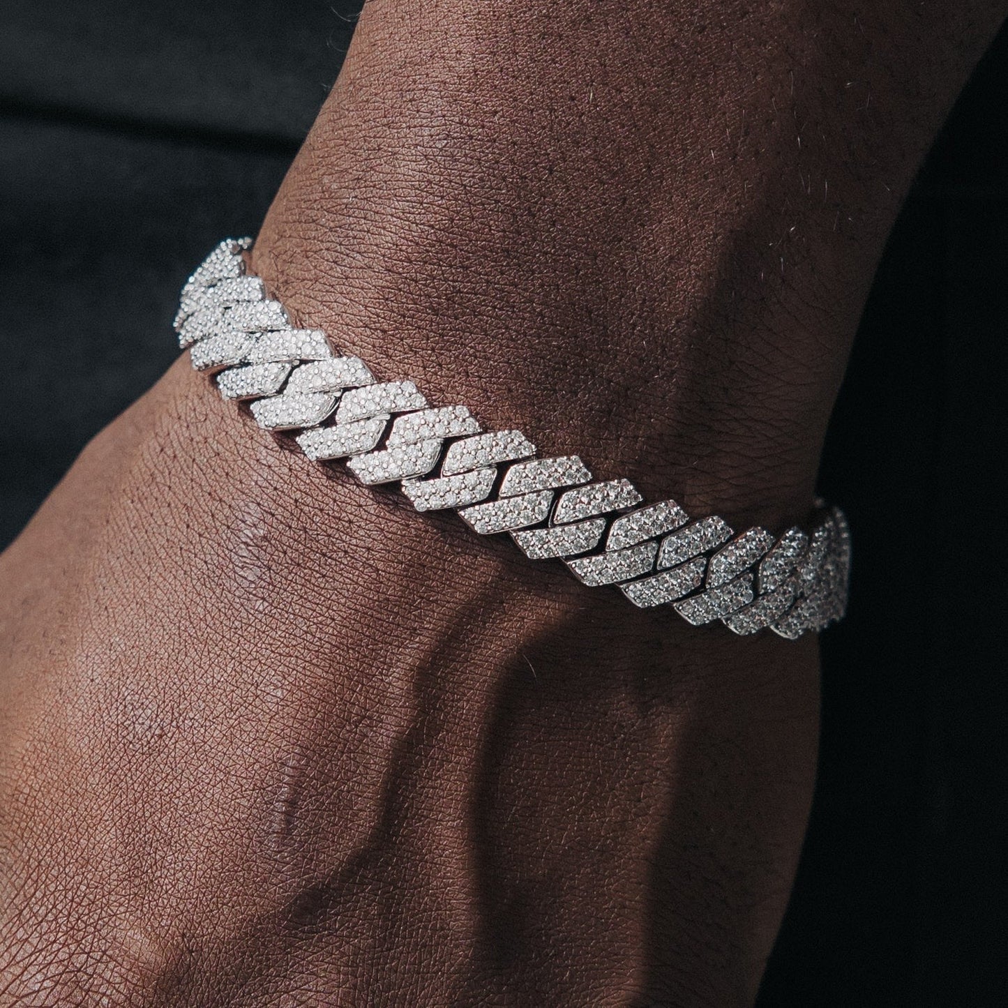 13mm Cuban Link Bracelet - White Gold
