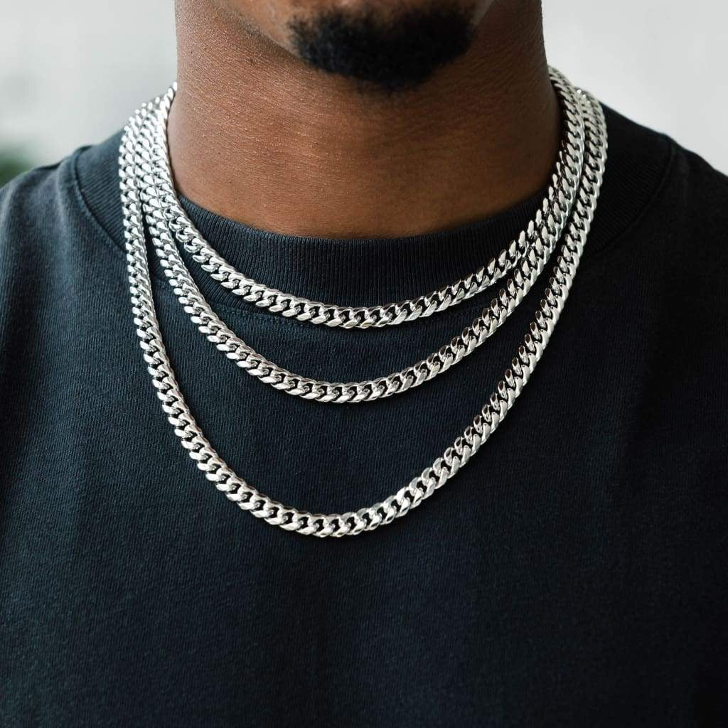8mm Miami Cuban Link Chain - White Gold
