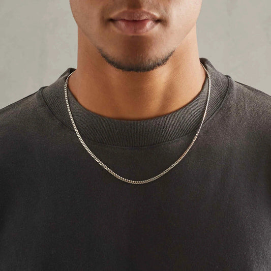3mm Micro Cuban Link Chain - White Gold